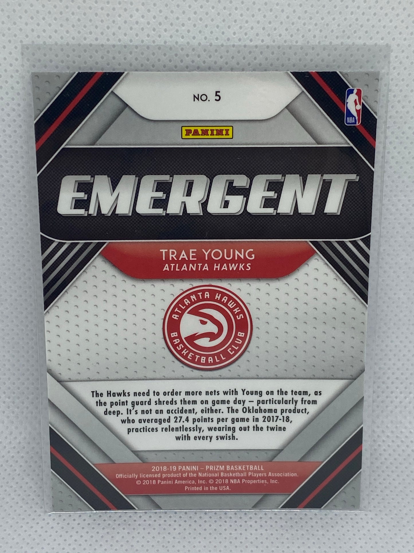 2018-19 Panini Prizm Emergent Trae Young #5 Rookie RC