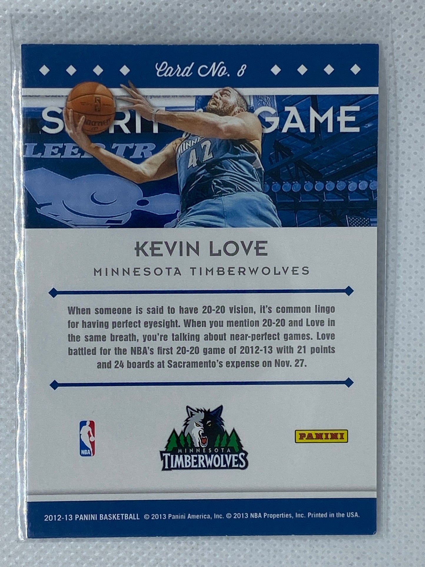 2012-13 Panini Spirit of the Game Timberwolves #8 Kevin Love