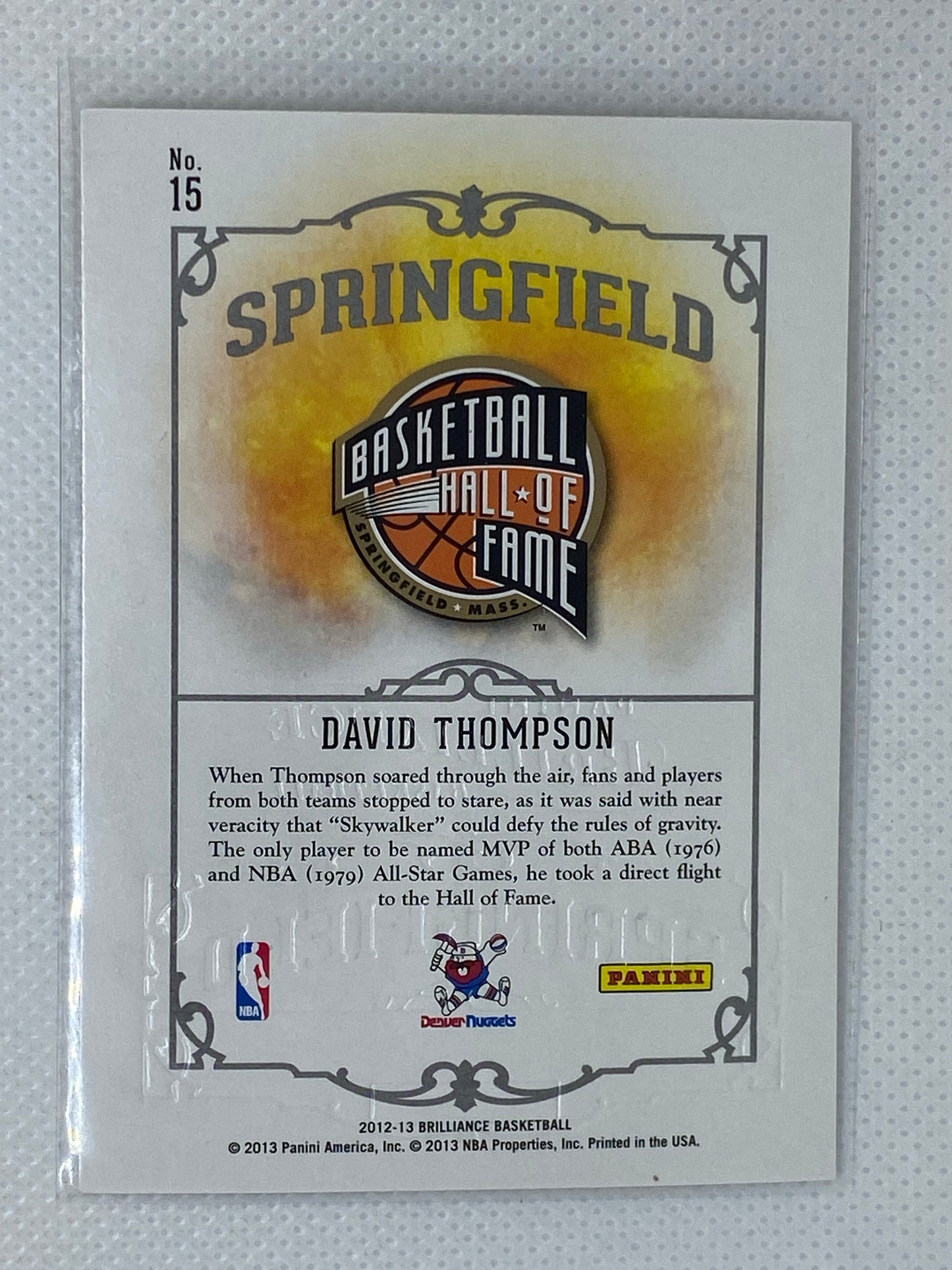 2012-13 Panini Brilliance Springfield David Thompson #15 HOF