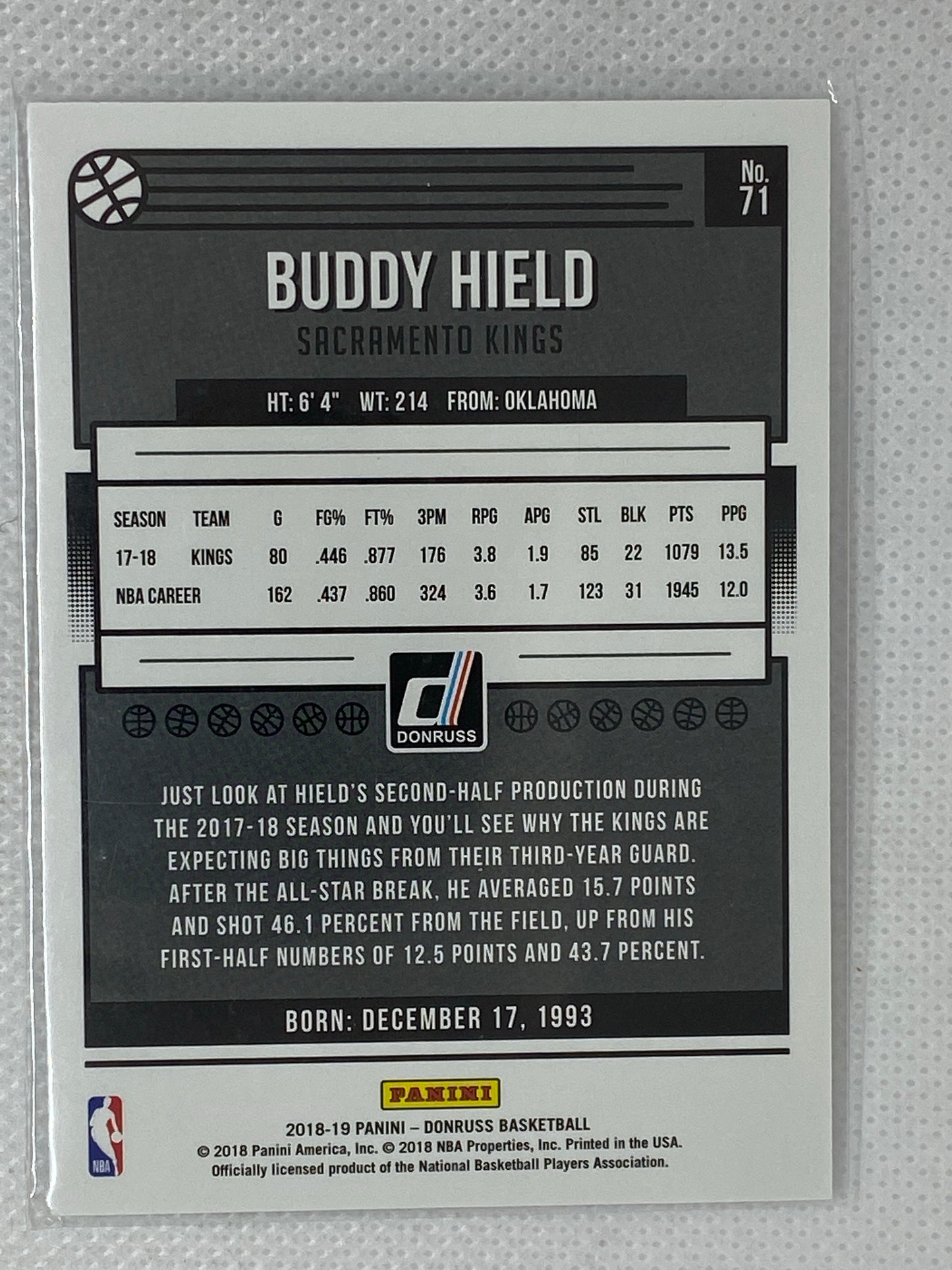 2018-19 Donruss Press Proof Silver #71 Buddy Hield /349