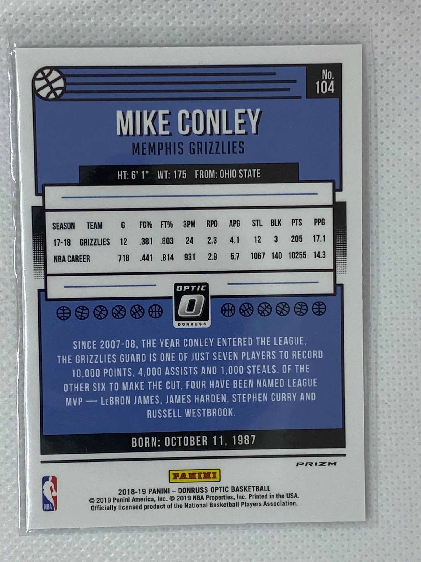 2018-19 Donruss Optic Purple #104 Mike Conley