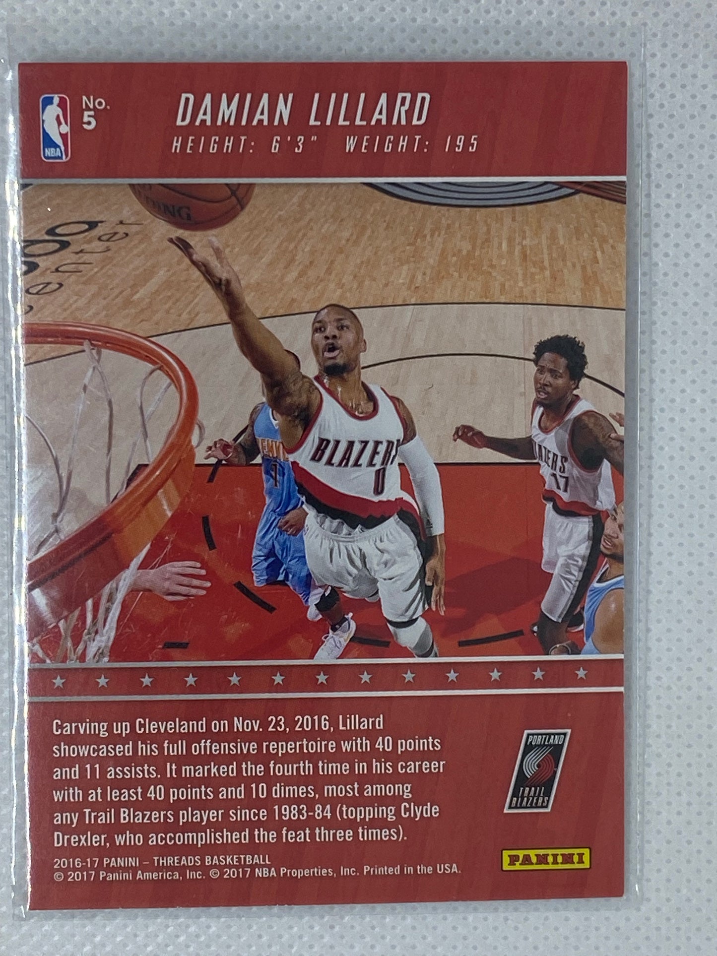 2016-17 Panini Threads Gold Floor Generals Damian Lillard #5 Portland Trail Blazers