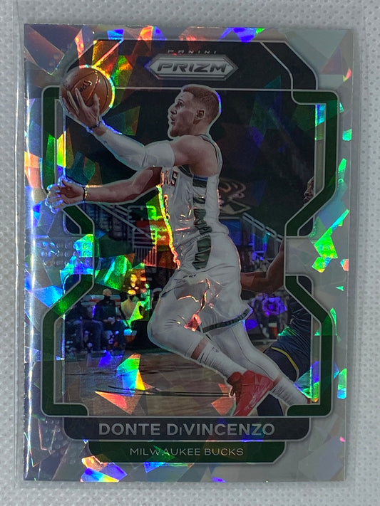 2021-22 Panini Prizm Donte DiVincenzo Cracked Ice Prizm #88 Milwaukee Bucks