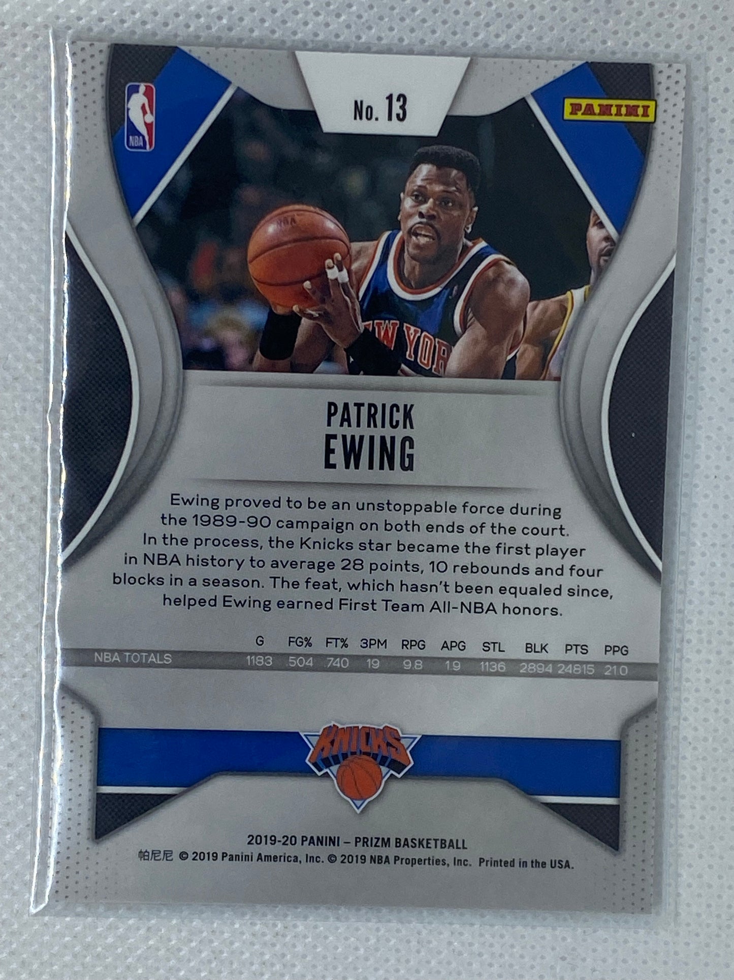 2019-20 Panini Prizm NBA Basketball Base #13 Patrick Ewing New York Knicks